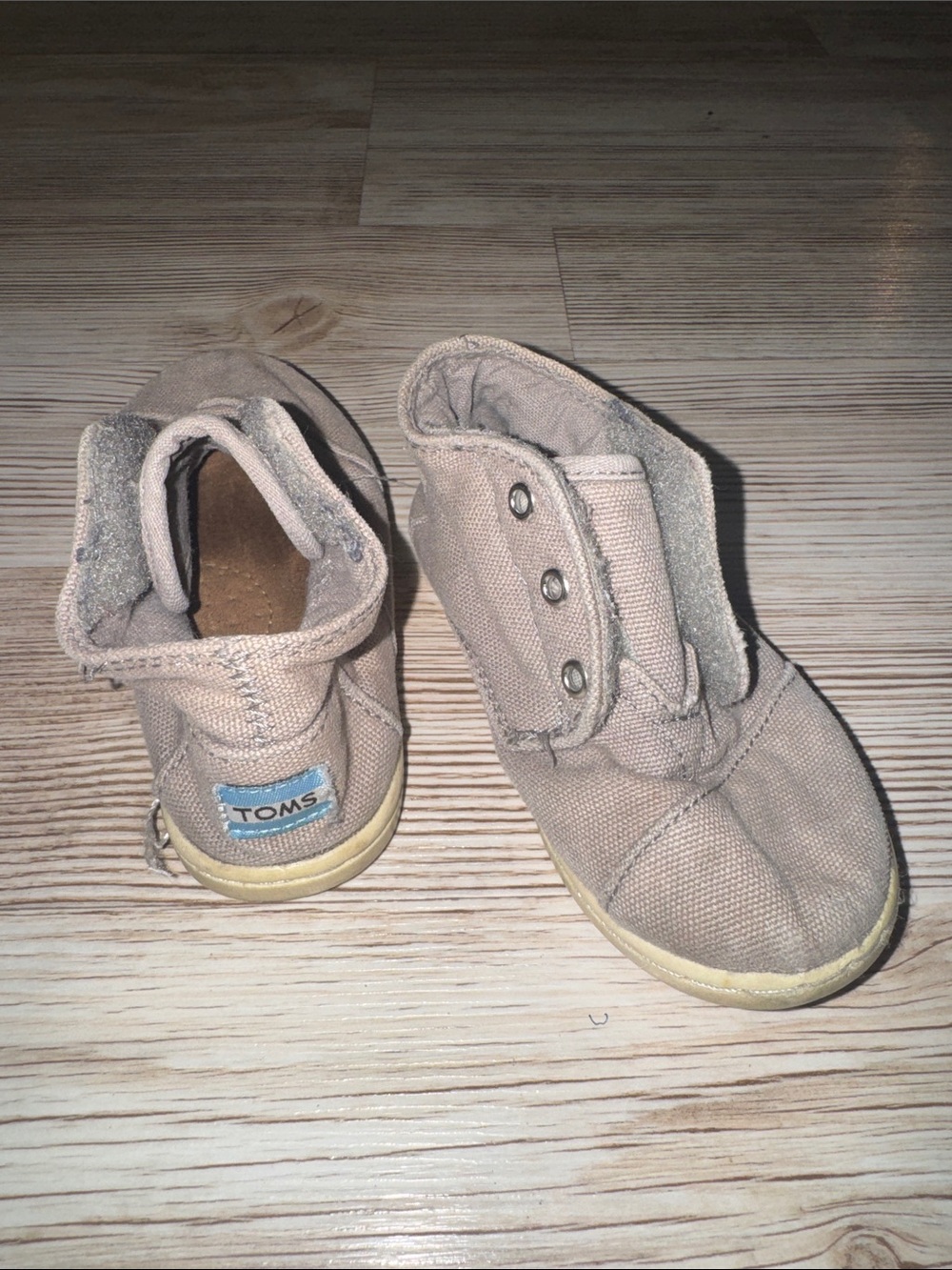 TOMS Kids Taupe Canvas High-Top Sneakers
